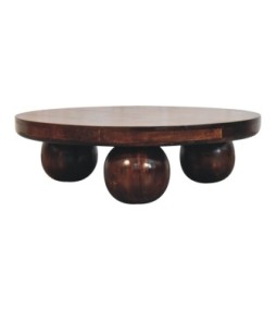 California Walnut Central Table with Ball Feet