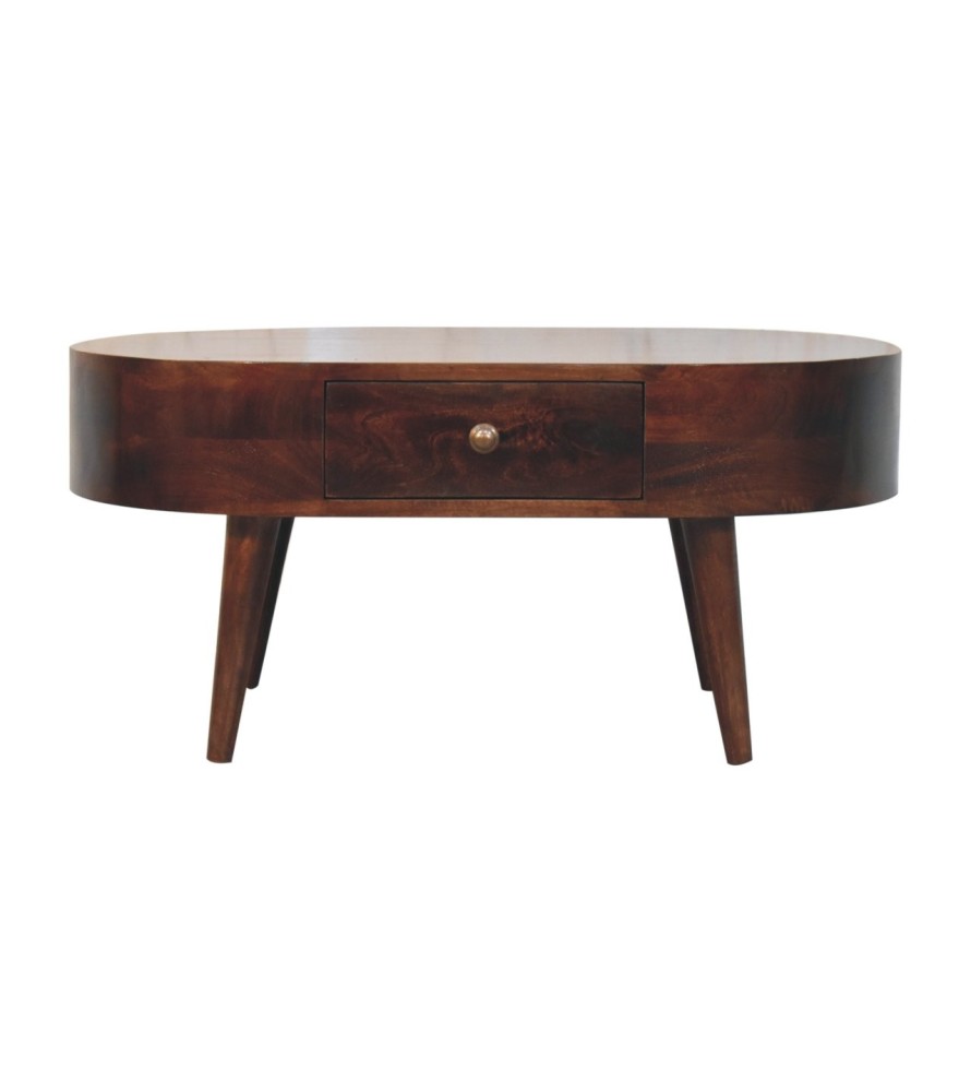 California Walnut Rounded Coffee Table