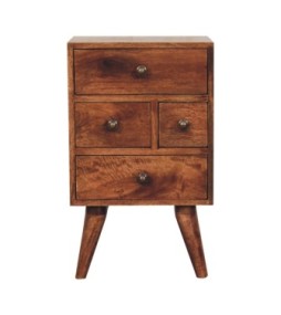 Table de chevet multifonctions style nordique miel caramel à 4 tiroirs