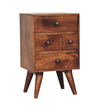 Table de chevet multifonctions style nordique miel caramel à 4 tiroirs