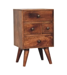 Table de chevet multifonctions style nordique miel caramel à 4 tiroirs