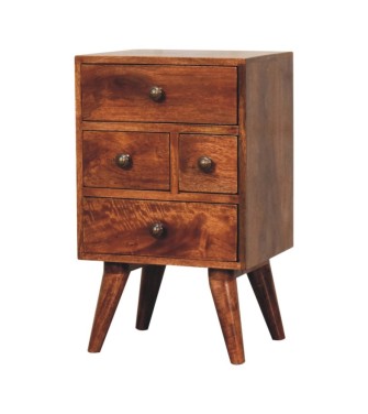 Table de chevet multifonctions style nordique miel caramel à 4 tiroirs