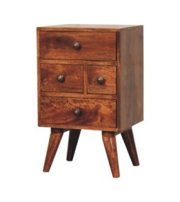 Table de chevet multifonctions style nordique miel caramel à 4 tiroirs