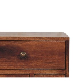 Table de chevet multifonctions style nordique miel caramel à 4 tiroirs