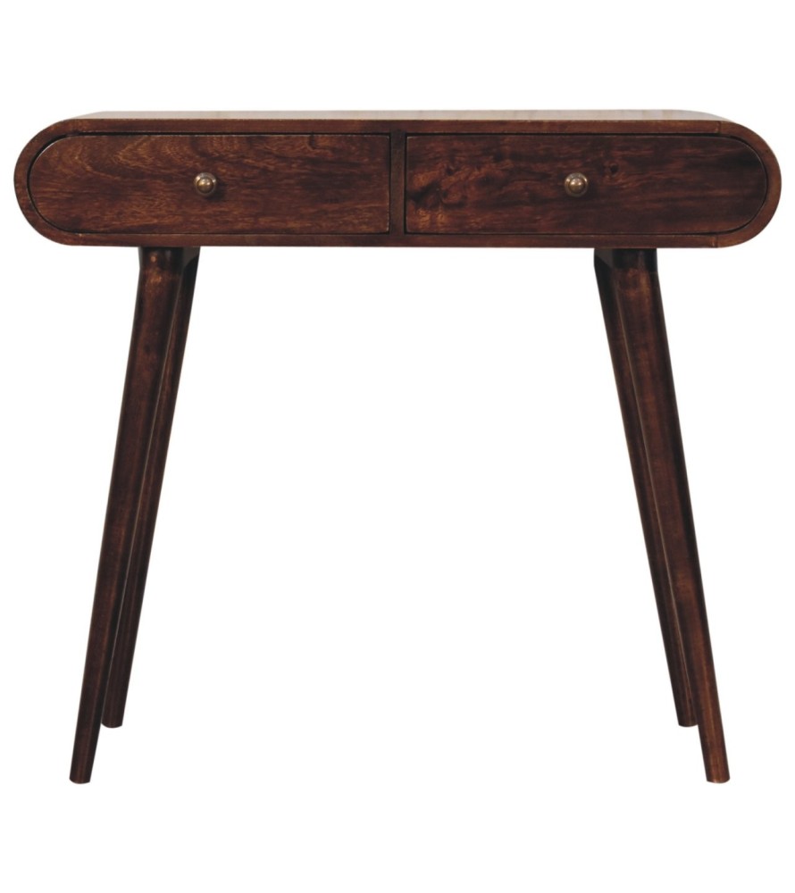 California Walnut Curved Edge Console Table