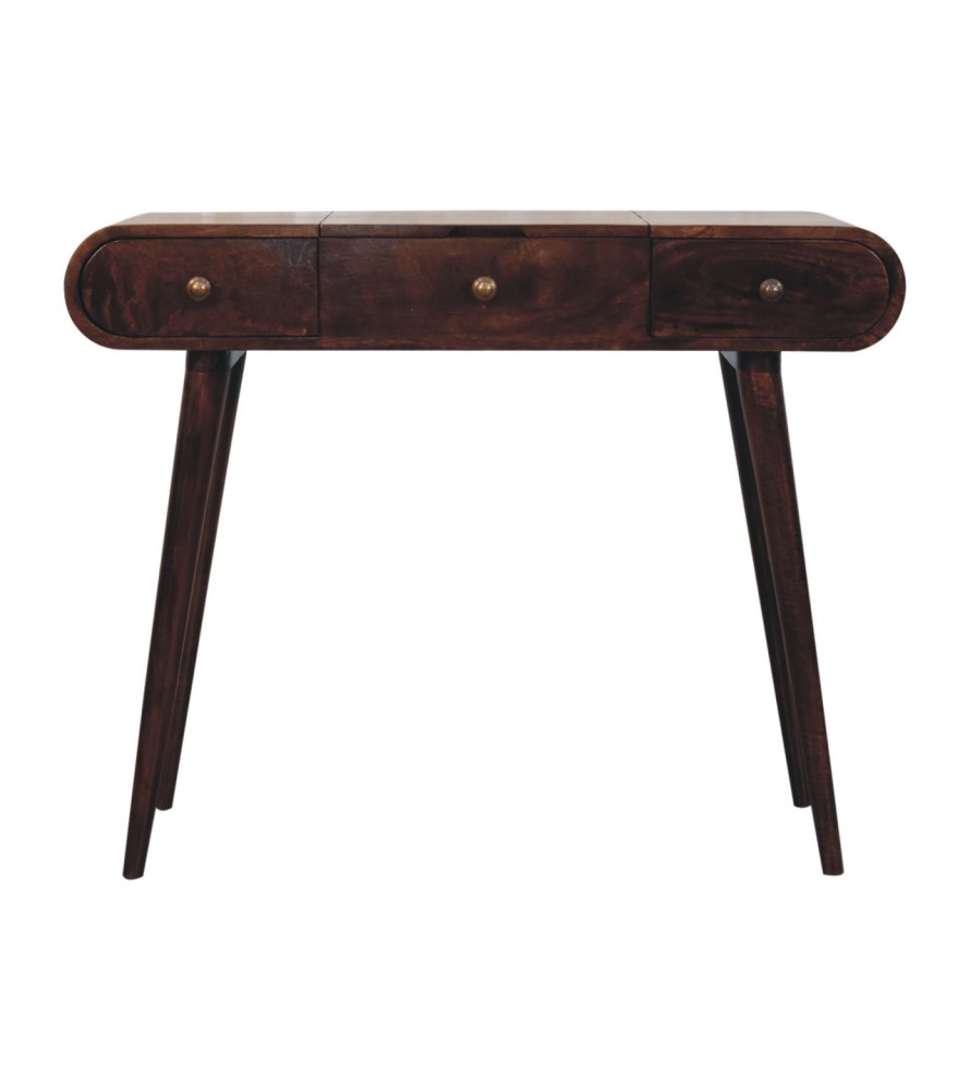 California Walnut Dressing Table with Foldable Mirror