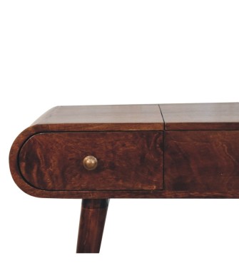 California Walnut Dressing Table with Foldable Mirror