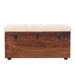 California Walnut White Linen Storage Trunk