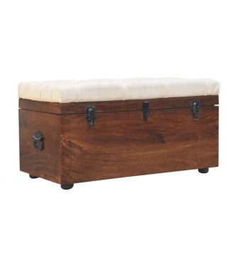 California Walnut White Linen Storage Trunk