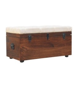 California Walnut White Linen Storage Trunk