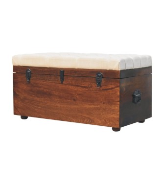 California Walnut White Linen Storage Trunk
