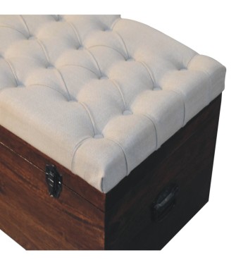 California Walnut White Linen Storage Trunk