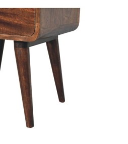 Table de chevet incurvée finition noyer de Californie