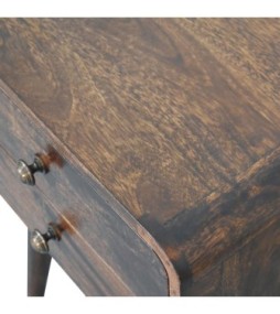 Table de chevet incurvée finition noyer de Californie