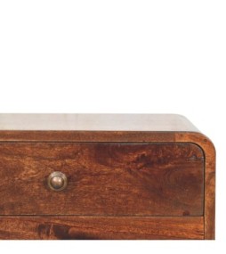 Table de chevet incurvée finition noyer de Californie