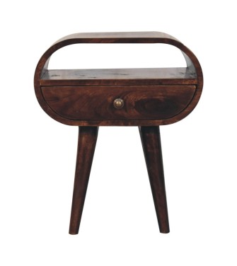 California Walnut Circular Bedside with Open Slot