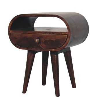 California Walnut Circular Bedside with Open Slot