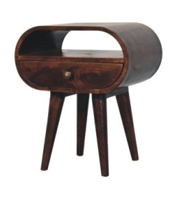 California Walnut Circular Bedside with Open Slot