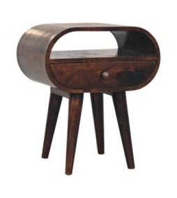 California Walnut Circular Bedside with Open Slot