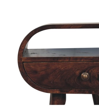 California Walnut Circular Bedside with Open Slot