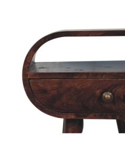 California Walnut Circular Bedside with Open Slot