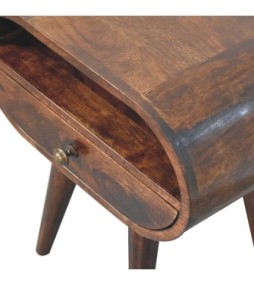 California Walnut Circular Bedside with Open Slot