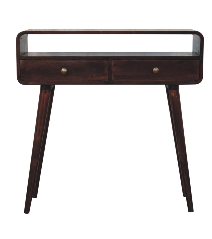 Curved California Walnut Console Table