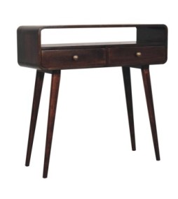 Curved California Walnut Console Table