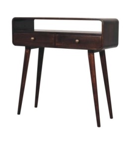 Curved California Walnut Console Table
