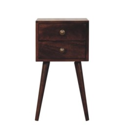 Table de chevet Mini à 2 tiroirs finition noyer de Californie