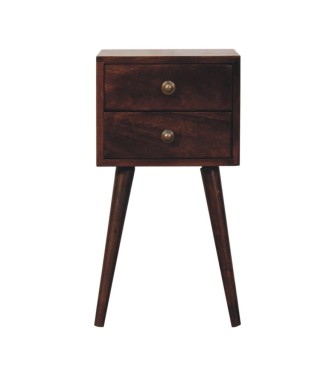 Table de chevet Mini à 2 tiroirs finition noyer de Californie