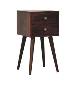 Table de chevet Mini à 2 tiroirs finition noyer de Californie