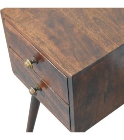 Table de chevet Mini à 2 tiroirs finition noyer de Californie