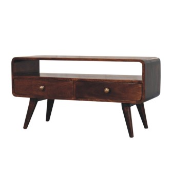 Curved California Walnut Media Unit