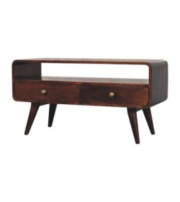 Curved California Walnut Media Unit