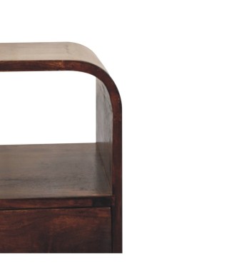 Table de chevet finition noyer de Californie à bords arrondis