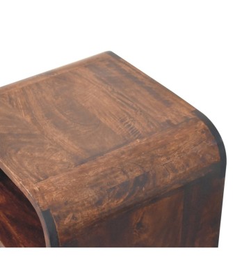 Table de chevet finition noyer de Californie à bords arrondis