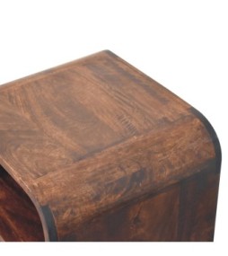 Table de chevet finition noyer de Californie à bords arrondis