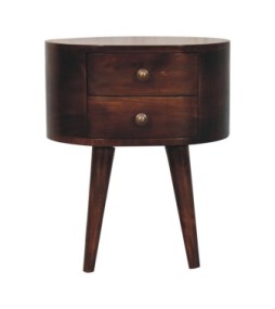 Table de chevet arrondie finition noyer de Californie