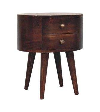 Table de chevet arrondie finition noyer de Californie