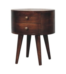 Table de chevet arrondie finition noyer de Californie