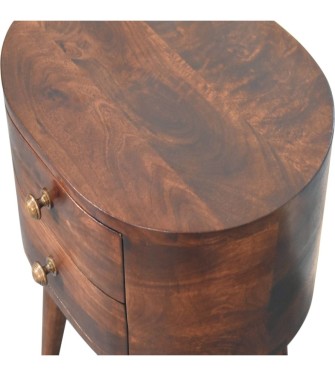 Table de chevet arrondie finition noyer de Californie