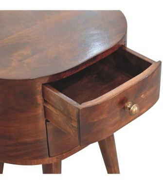 Table de chevet arrondie finition noyer de Californie