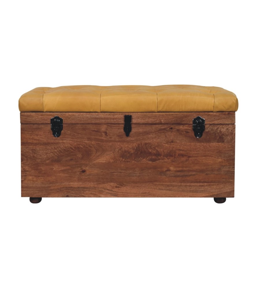 Buffalo Hide Honey Caramel Storage Trunk