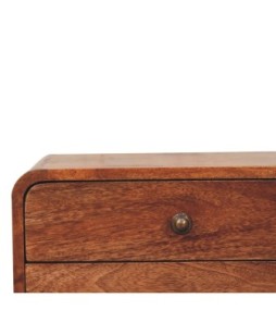 Table de chevet flottante à 2 tiroirs couleur miel caramel