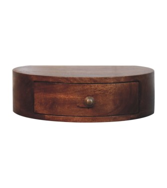 Table de chevet murale arrondie couleur miel caramel