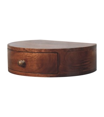 Table de chevet murale arrondie couleur miel caramel