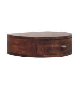 Table de chevet murale arrondie couleur miel caramel