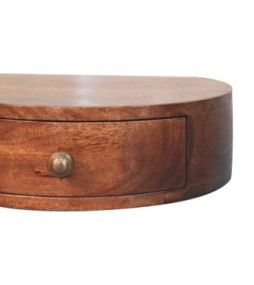 Table de chevet murale arrondie couleur miel caramel