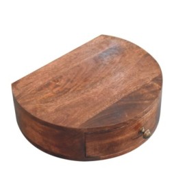 Table de chevet murale arrondie couleur miel caramel